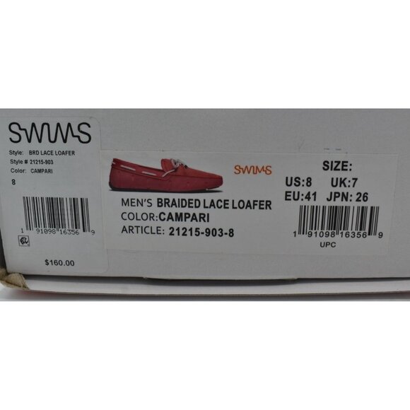 SWIMS Mens Size 8 Braided Lace Campari Red Loafers Shoes